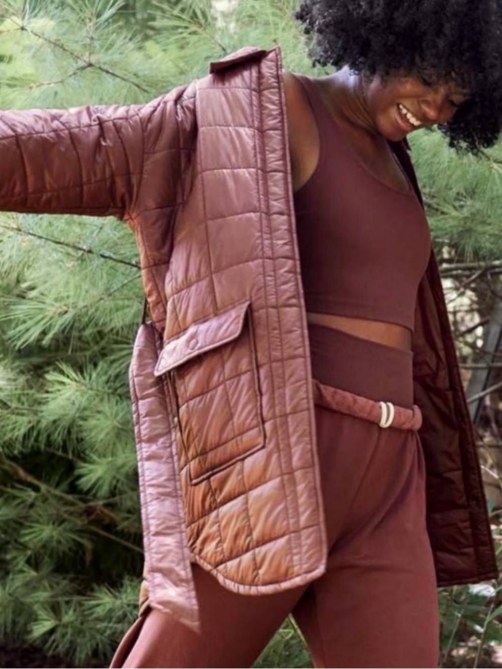 Offline by Aerie Lightweight Quilted Puffer Belted Jacket, cozy quilted grid